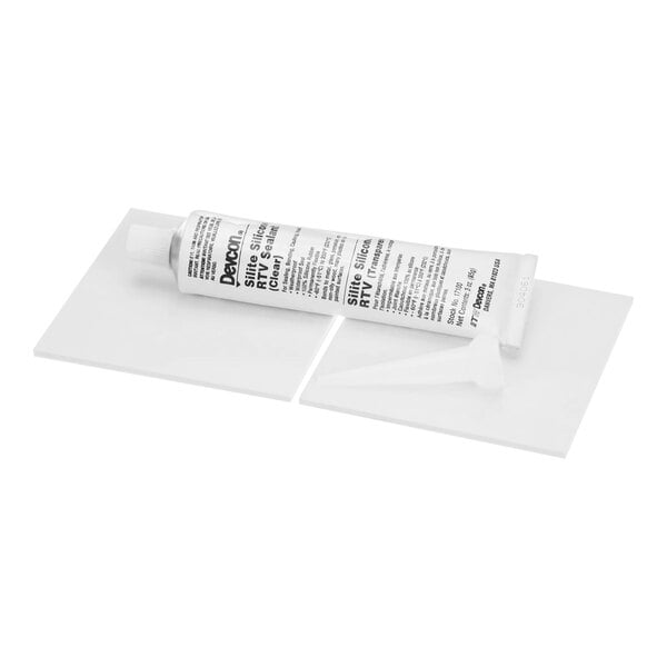 A white tube of Hoshizaki silicone sealant on a piece of paper.