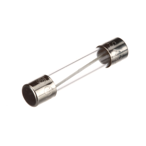 A close-up of a Hoshizaki AGC 10 fuse with a silver tube and metal cap.