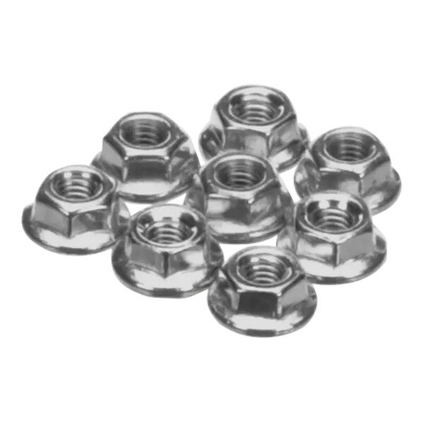 A group of six Cleveland stainless steel toothed lock nuts.