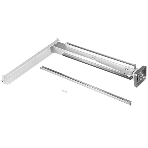 A stainless steel Component Hardware sneeze guard protector bracket with a metal rod.