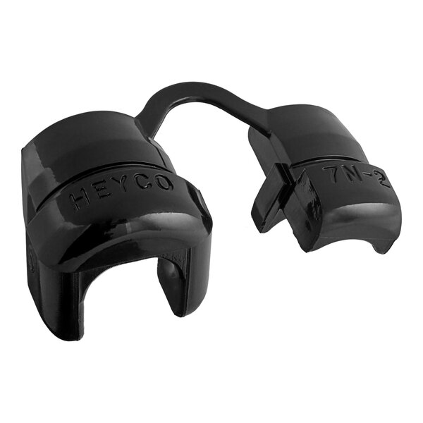 A black plastic strain relief with a couple of holes.