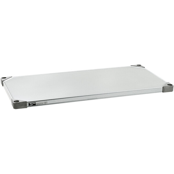 A white rectangular Metro flat galvanized shelf.