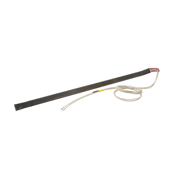 A long rectangular object with a black cable and wires attached.