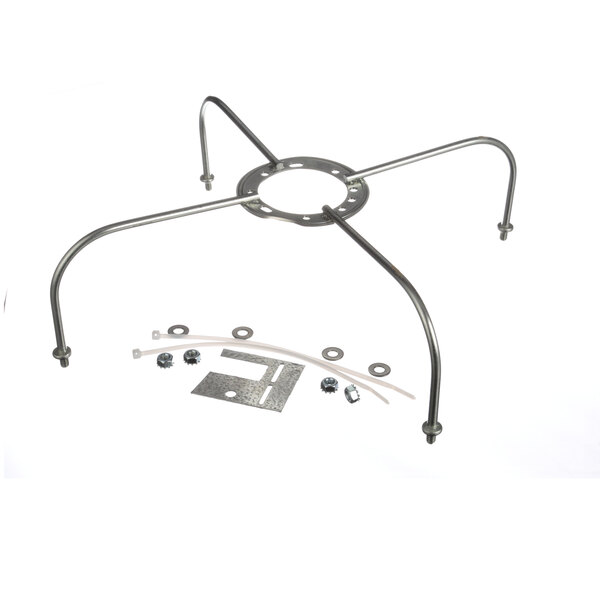 A metal bracket with metal rods and screws.