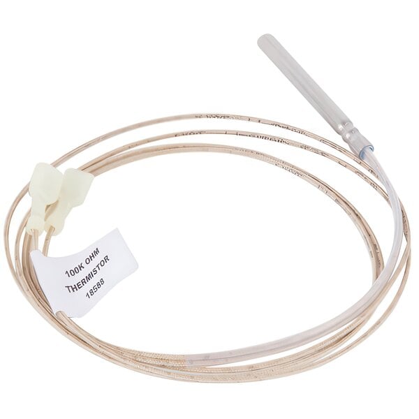 A close-up of a Blodgett 18588 probe temperature wire with a white plastic connector.