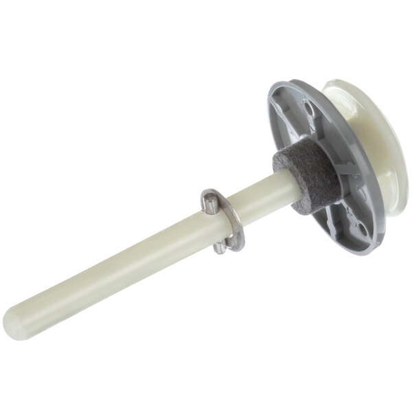 A close-up of a white plastic and metal Component Hardware inside release handle.