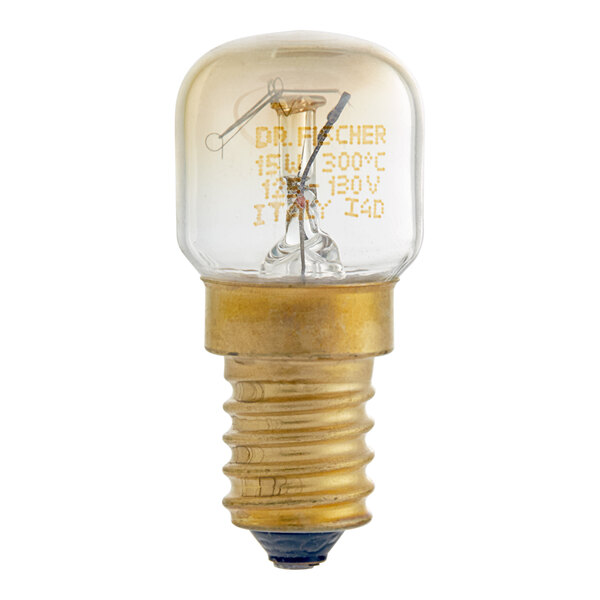 A close-up of a Vollrath light bulb with a small clear bulb inside.