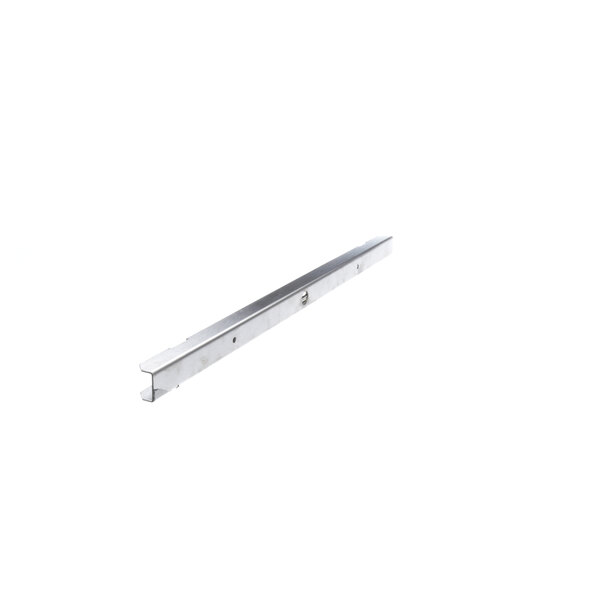 A metal Groen latch bar with holes on a white background.