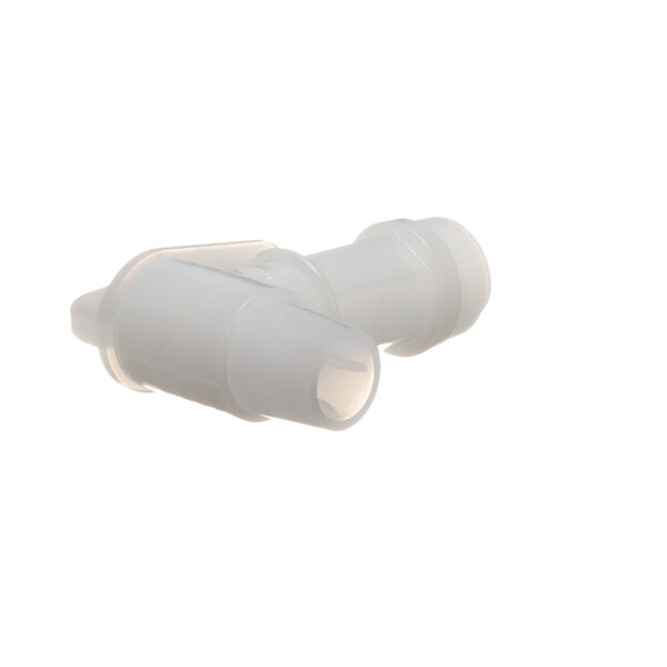 A Glastender white plastic drain valve tube connector.