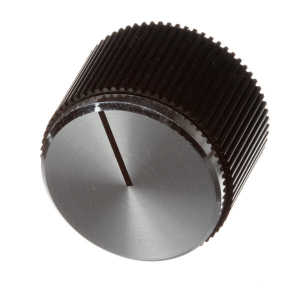 A black and silver Wells knob.
