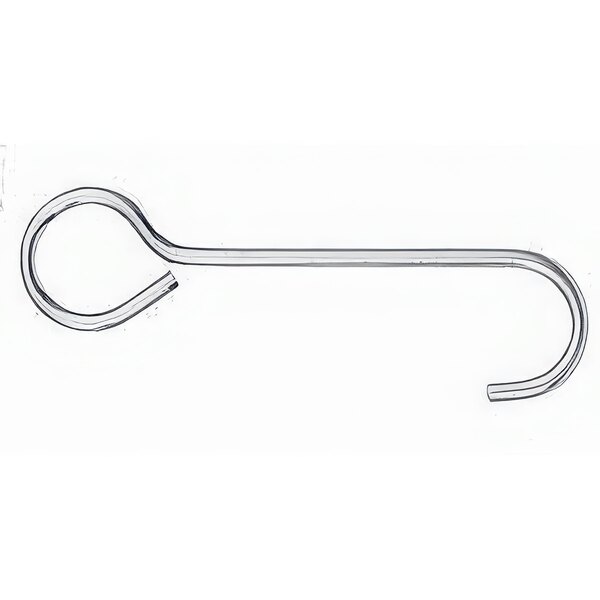 A metal Fisher hose hook with a hook on the end.
