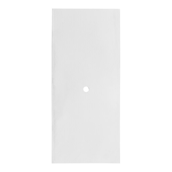 A white rectangular Vulcan filter sheet with a hole in the middle.