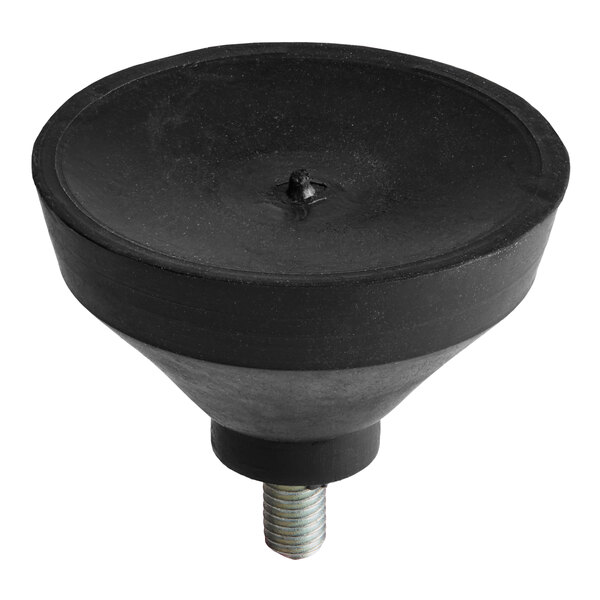 A black, cone-shaped rubber foot with a threaded metal bolt protruding from the bottom.