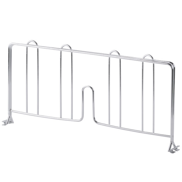 A Metro stainless steel wire shelf divider with two bars.