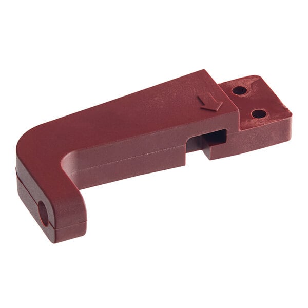 A red plastic Berkel extension handle bracket with a hole.