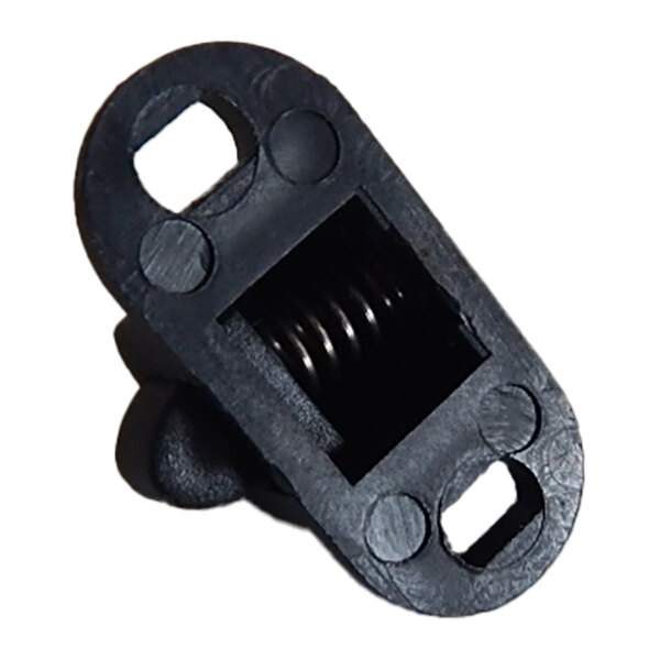 A black plastic safety guard spring lock with a visible internal spring mechanism.