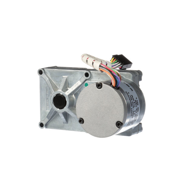 A Nieco 24vdc brushless offset shaft motor with wires and a wire harness.