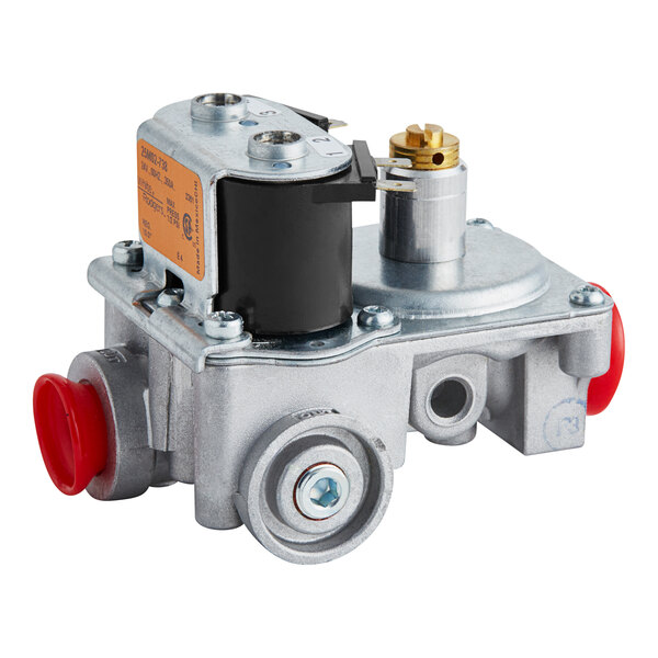 A Vulcan LP gas valve with a red button.