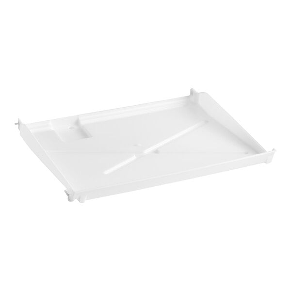 A white plastic curtain with a hole.