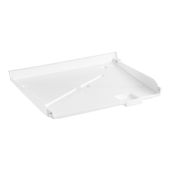 A white plastic tray with screws.