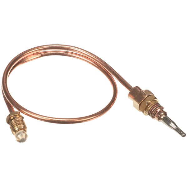 A copper cable with a small metal connector on the end.