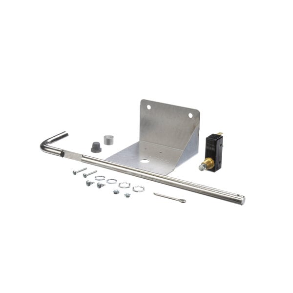 A metal bracket with screws and bolts attached to it.