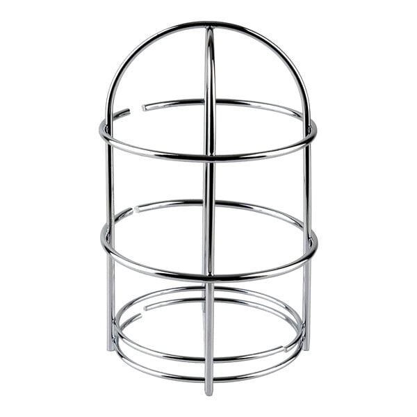 A metal wire guard with a cylindrical shape and domed top, designed for protective covering.