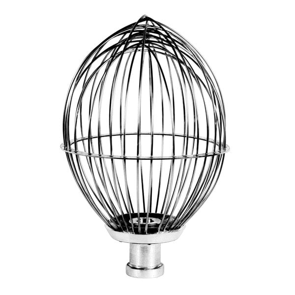 A heavy duty stainless steel wire whip attachment for a 20 quart mixer.