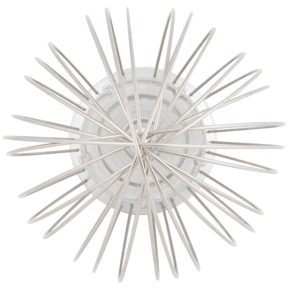 A close-up of a Globe stainless steel wire whip.