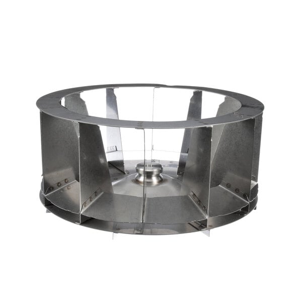 A metal circular Rational fan wheel with holes.