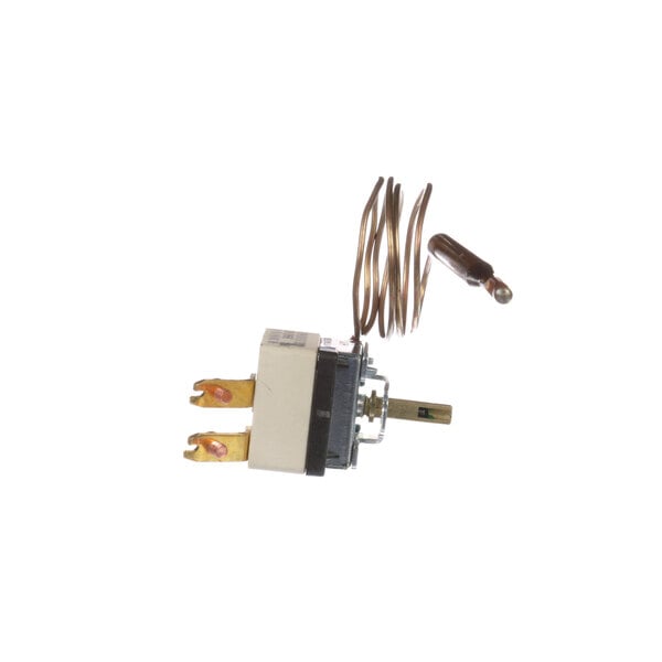 An Antunes thermostat with a wire attached.