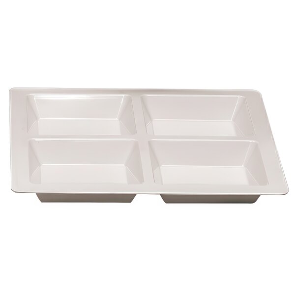 A white rectangular tray with four compartments.