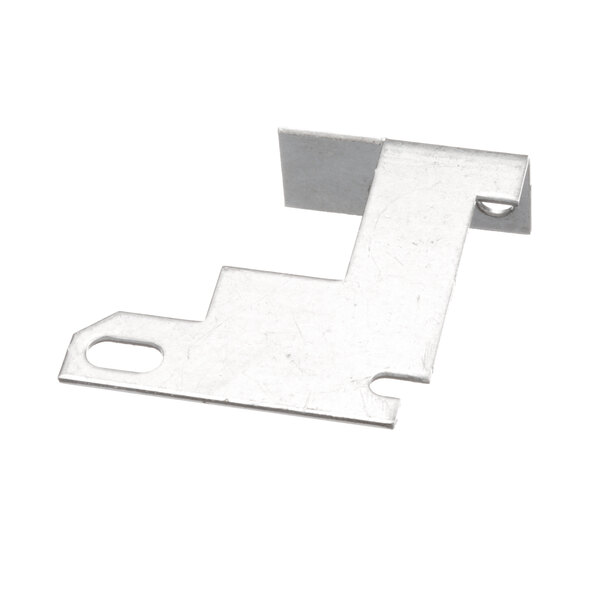 A metal US Range lower hinge panel bracket with a hole in it.