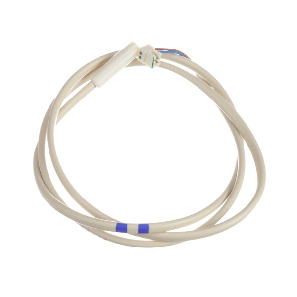 A Franke white defrost cable with blue and white stripes.