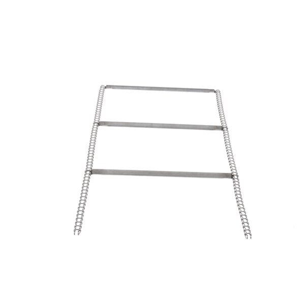 A metal ladder with a metal bar and spiral.