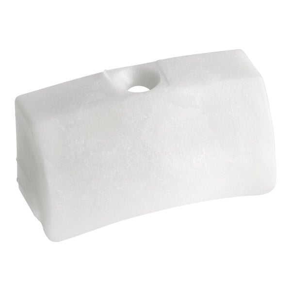 A white rectangular Hobart shoe adjustment with a hole in it.