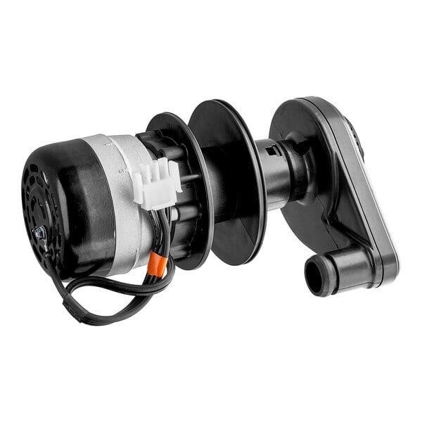 A black and silver Manitowoc Ice water pump with an orange cord.