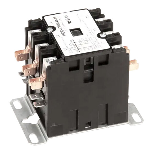 A 50 amp contactor with a black plastic housing and metal mounting base.