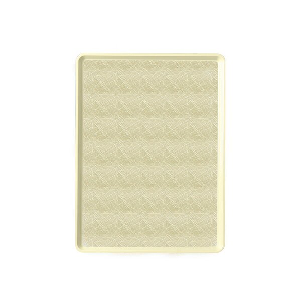 A white rectangular tray with a beige abstract pattern.