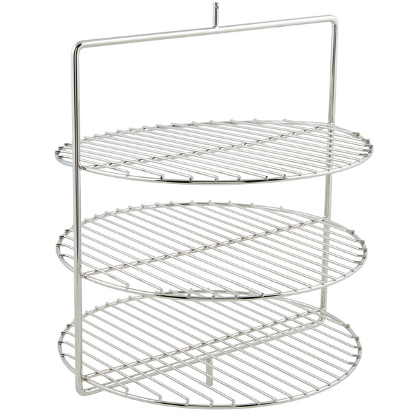 A metal Nemco three tier 12" diameter rack system.