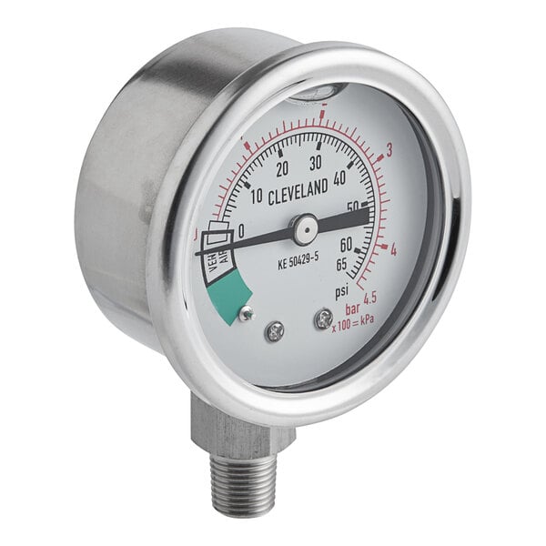 A close-up of a Cleveland pressure gauge.