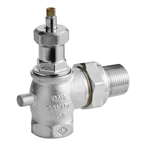 A Cleveland steam valve with a plated brass finish and metal nut.