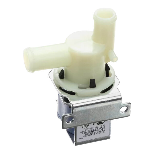 A solenoid valve component with a plastic body and metal mounting bracket, used in Hoshizaki equipment.