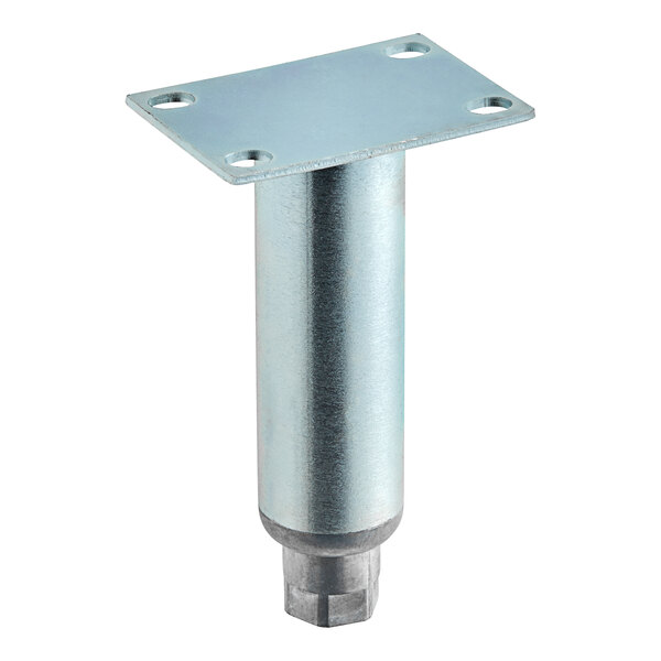A metal pole with a square plate on top.