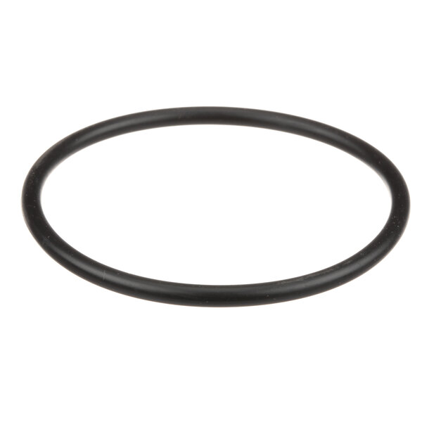 A black rubber o ring with a black circle on a white background.