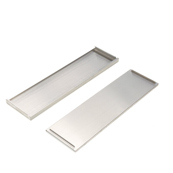 A pair of rectangular metal Glastender IBCA-30 covers.