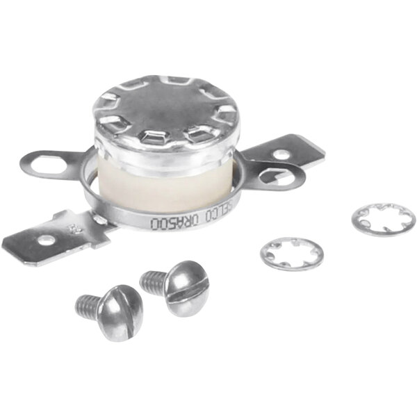 The Antunes 7002333 hi-limit replacement with screws and nuts on a table.