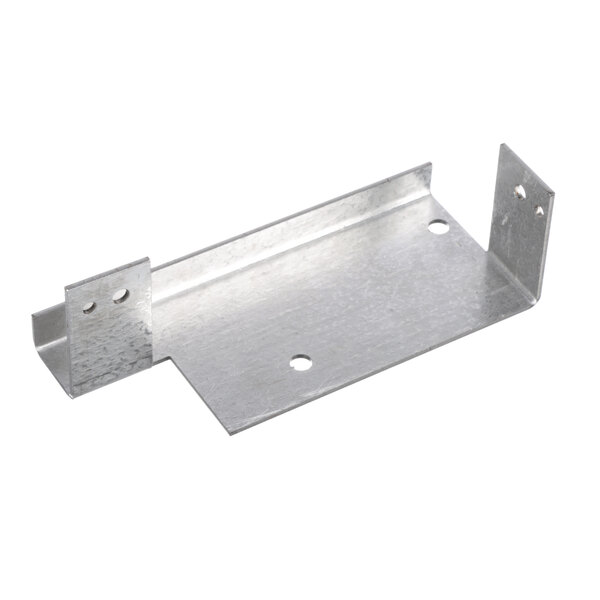 A metal bracket with two holes on it.