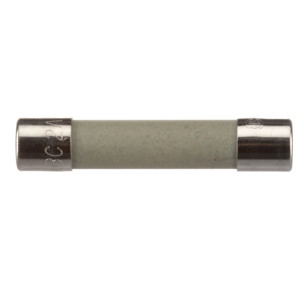 A close up of a Power Soak 2a fuse with a silver metal end.