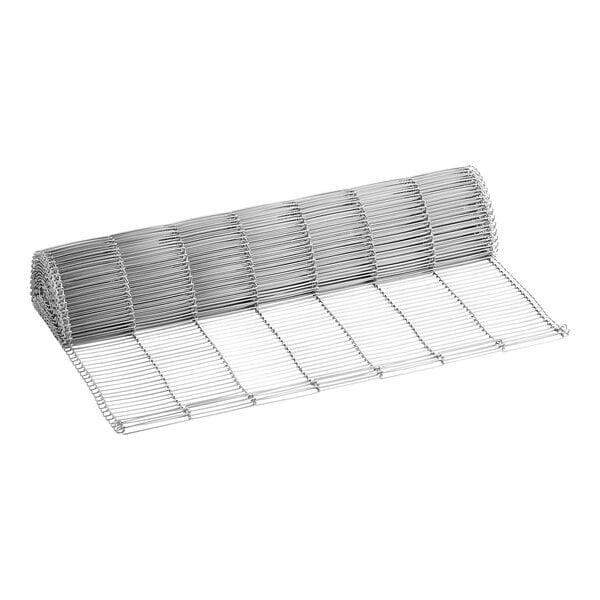 A metal wire belt conveyor for industrial or commercial use.